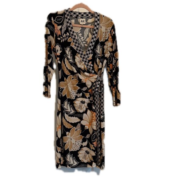 AK Anne Klein Fall Floral Wrap Dress – Size M - Picture 2 of 7